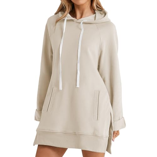 Cute Sweatshirts for Women Comfy The Warmy Oversized Hoodie Dress with Pockets Fall Winter Spring Cotton Clothes 2025 Y2k Teen Girls Thanksgiving Mom Travel Outfits Blanket Beige Hoodies M