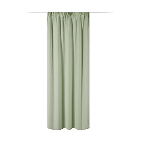 JEMIDI Vorhang blickdicht 140x245cm - Gardine mit Kräuselband Universalband - 100% Polyester Schal lang für Wohnzimmer Schlafzimmer - grün