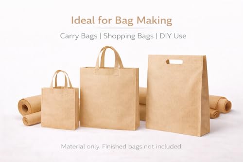 Image of Non-Woven Fabric 90 GSM | 63 Inch (160 cm) Width | 5 Meter Length | Multipurpose Fabric for Bag Making, Lining, Craft & Home Utility | Durable, Easy to Clean & Reusable | Beige