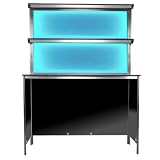 Gastrobedarf Westerbarkey GDW Profi Mobiles Rückbuffet Klappbar mit LED Leuchtkastenfront & PE Oberflächen, Länge in 1.25m (Foamlite Schwarz, Schwarze Seitenteile)