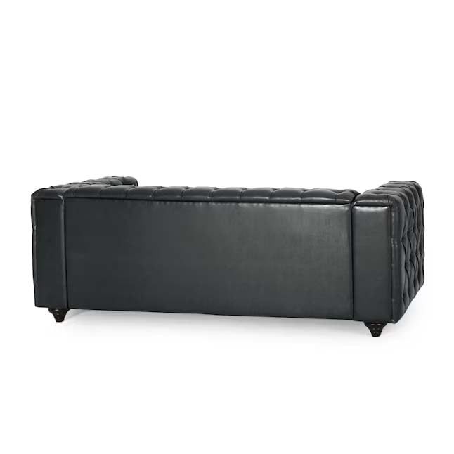 Image of Luxury Sofa Set Luxury Chesterfield Sofa in for Home Living Room & Office (Black Leather)