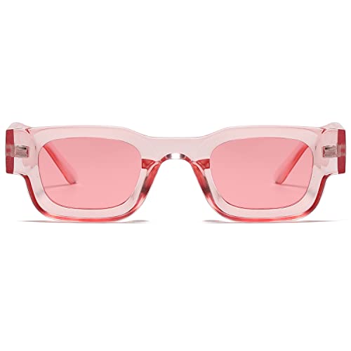 Image of EYLRIM Thick Square Frame Sunglasses for Women Men Chunky Rectangle Polarized Sunglasses UV400 Protection