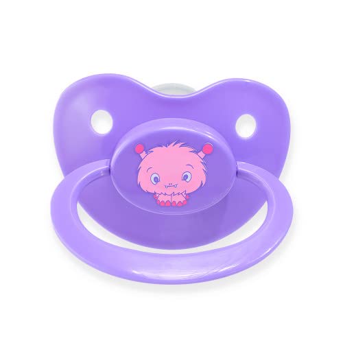 Rearz – Fixx – JUMBO Size 10 Orthodontic Therapeutic Sleep Aid XXL Adult Pacifier – Purple – Lil’ Monsters – Puffy