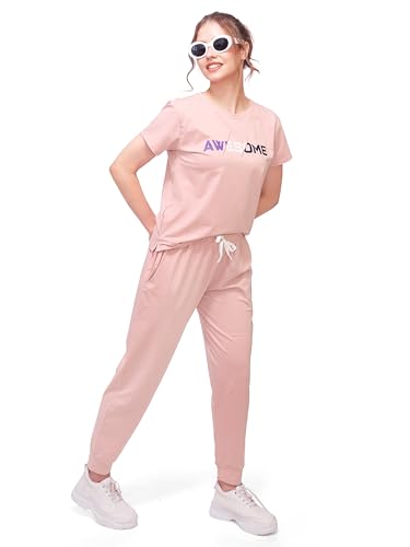 Image of LOTIK Women Jogging Suit Cotton Lycra Solid Top & Payjama Nightsuit & Tracksuit Set