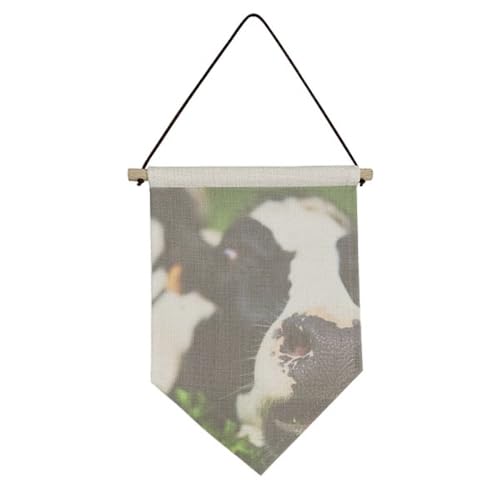 Drapeau en toile m motif vache pour salon et cuisine chalet