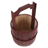 Zerodeko 木製樽型プランター バケツ型植木鉢 ハンドル付き 無垢材使用 素朴なデザイン 子供用ダンス小道具 ガーデン装飾用植物容器 パティオやの花植えに