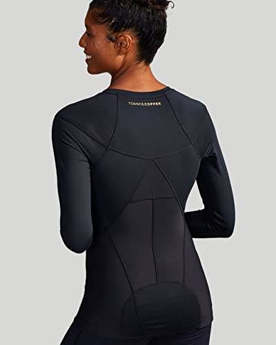 Tommie Copper Womens Long Sleeve V Neck Compression Shirt with Front Zipper – Posture Corrector Back & Shoulder Support4