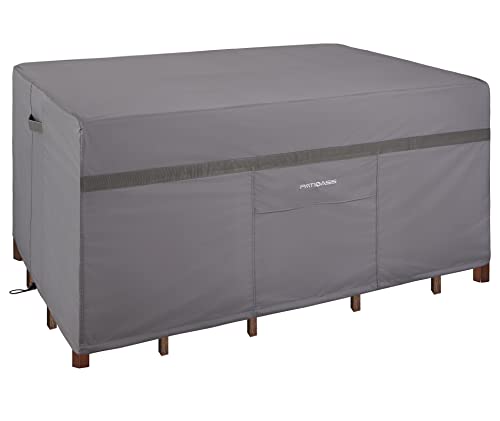 Patio Table Covers Waterproof Rectangular, Hickory Patio Furniture Covers Gray 109''L X 84''W X 32''H Rectangle Outdoor Lawn Table And 7-9 Chairs Covers All Weather Proof #TOP7