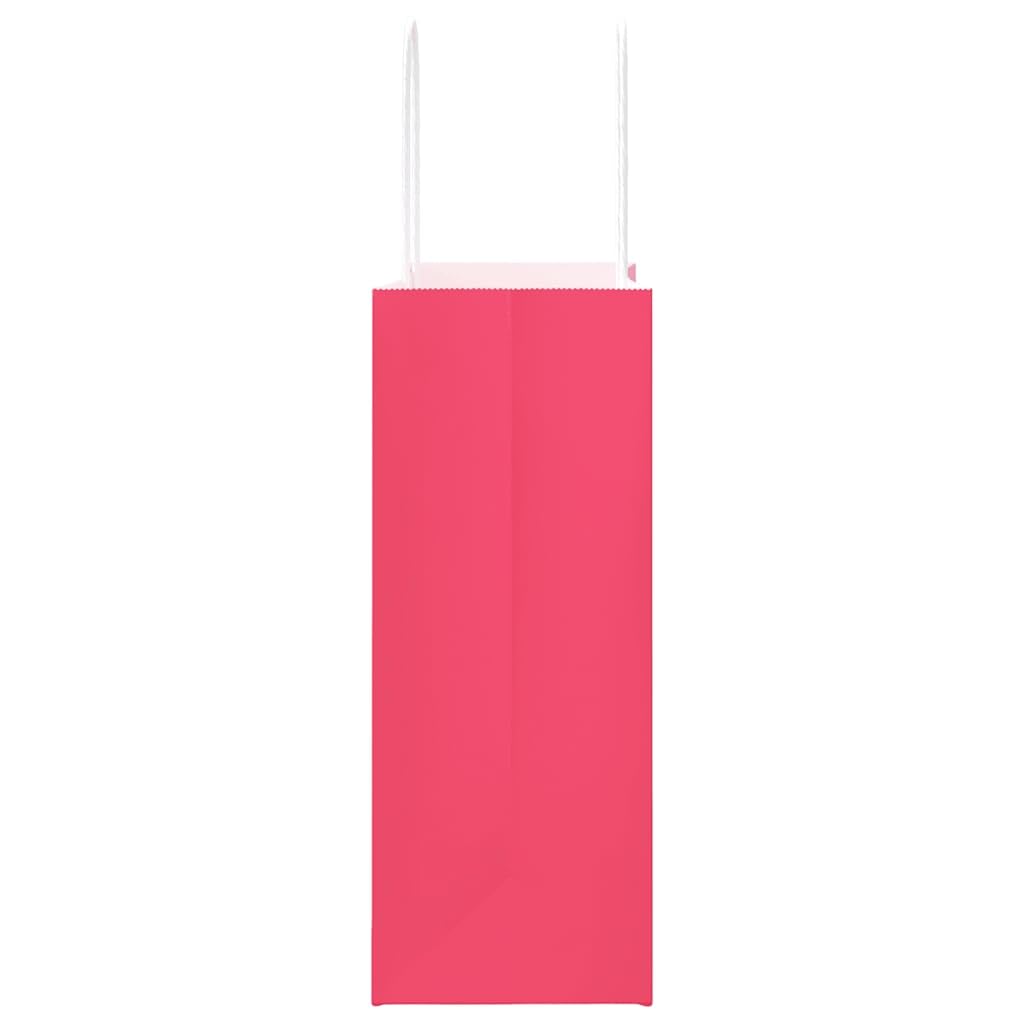 250 Stück Papiertragetaschen Rosa 21x11x28 cm Kraftpapier Geschenktüten mit Henkeln für Einkauf Takeaway Party