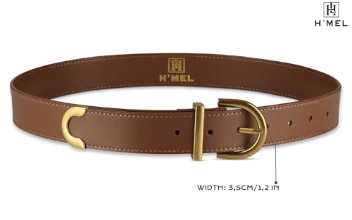 H'MEL Women's Leather Belts For Jeans Dress Pants, Belts With Gold Metal Buckle Fashion Black And Beige Belts For Women2