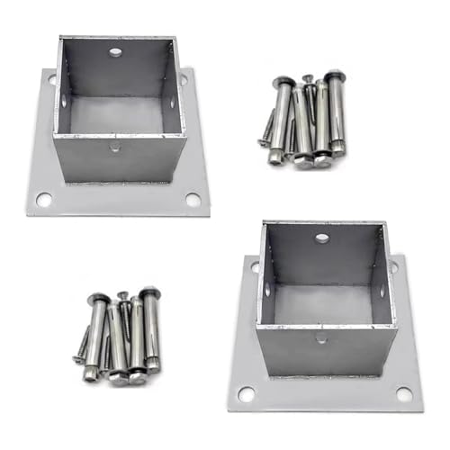 Soporte de base para postes, anclaje cuadrado para suelo de hormigón, soporte de suelo de hormigón para pérgola, poste de buzón y soporte de barandilla