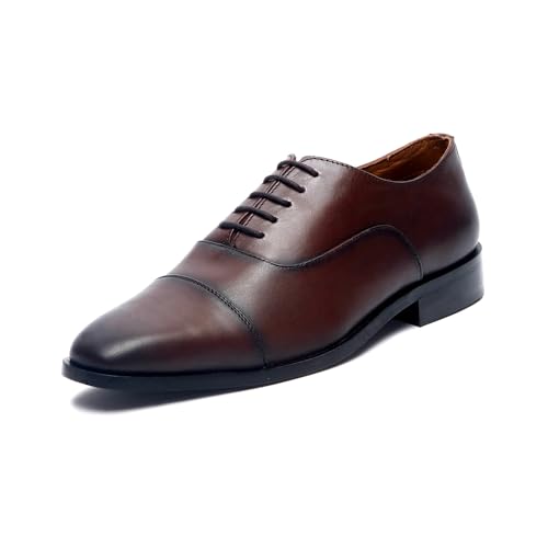 Image of LOUIS STITCH Formal Shoes for Men- Handcrafted Oxford Casuals Shoe | Italian Leather | Lace-Up Style | Ideal for Business, Formal Brunette Brown | UK Size 7 (EUOX)