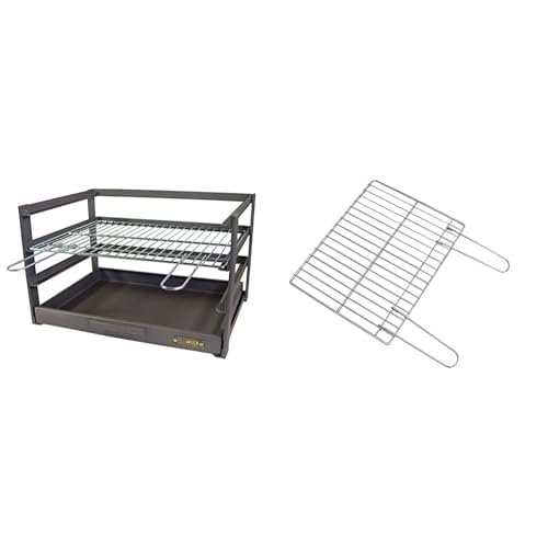 Tiroir barbecue avec grille zinguée 57 cm acier noir mat
