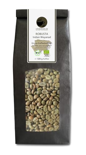 Café verde orgánico Robusta India Wayanad (granos de café verde 500g) - Certificado GMP