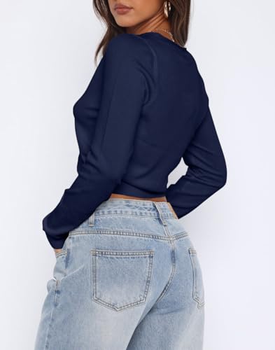 Image of Ezbelle Women's Long Sleeve Open Front Cropped Lightweight Cardigan Sweater Button Down Shirt 2026 Fall Tops
