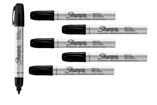 Sharpie Metal Permanent Marker Small Bullet Tip Black Pack of 6aa