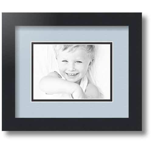 ArtToFrames Double-Multimat-717-860/89-FRBW26079 Collage Photo Frame Double Mat with 1-5x7 Openings and Satin Black Frame