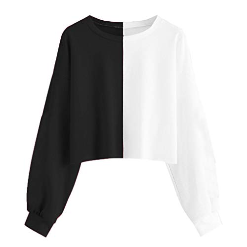Sudaderas Mujer Casual Moda Corto Sudaderas Adolescentes Chicas Manga Larga Cuello Redondo Otoño Invierno Suéter Abrigo Hoodie Pullover Blusa Ropa Cálido riou