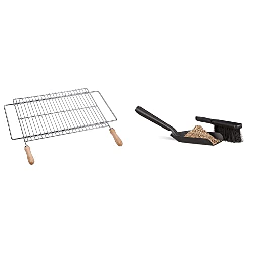 Sauvic - Parrilla Barbacoa 60-70X40Cm Exten Ac Cinc En Oferta Sauvic Papillon 8160400 - Parrilla Barbacoa Zincada Extensible 600X400 Mm + Relaxdays Recogedor Para Chimenea Con Cepillo, Negro, 41X13X13 Cm, 10022311