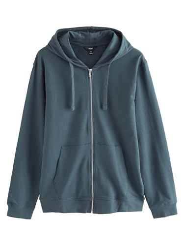 NEXT Sudadera Ligera con Capucha y Cremallera 100% algodón Azul petróleo 4XL