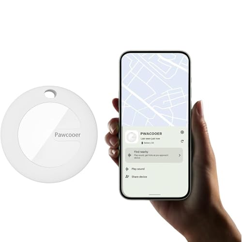 Vanyuei Tracker Tags for Android, Google Certified Key Finder, Item Locator for Samsung, Compatible with Google Find My Device App, Smart Tracking Tag for Keys, Pets (White)