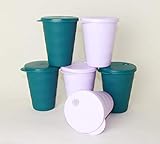  TUPPERWARE Junge Welle Trinkhalmbecher 330ml 3X Rosa + 3X Petrol + Eiswürfeleinsatz