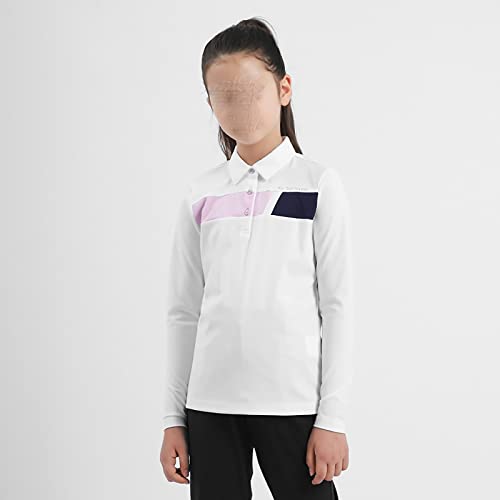 Rayuwen Camisa polo de golfe macia para 6-16 anos, elástica, de manga comprida, esportiva, com lapel