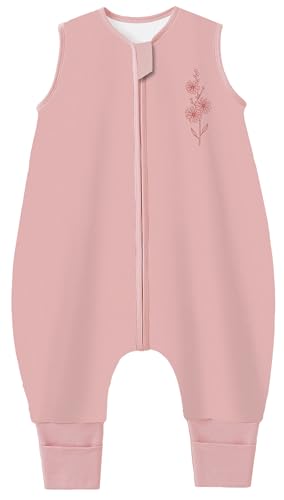 Image of Chilsuessy Toddler Sleep Sack with Feet 6-18 Months, 1.0 TOG Cotton Baby Wearable Blanket with Legs, Sleep Bag Walker with 2-Way Zipper, Pink