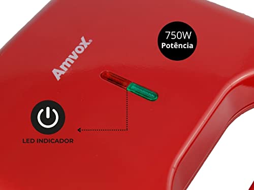 Sanduicheira Grill Amvox AMS 370 750W Vermelho 127V