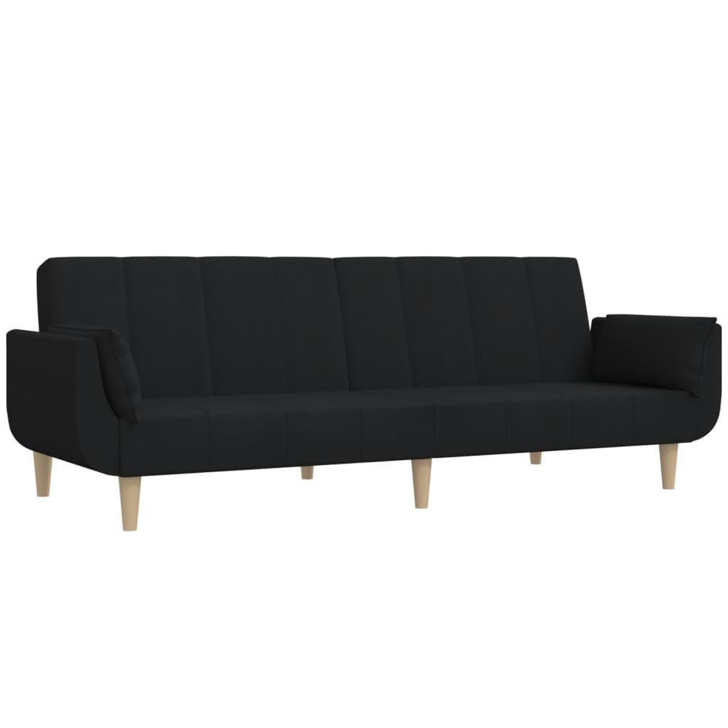 Divano Letto a 2 Posti con 2 Cuscini Nero in Tessuto,Divano da Soggiorno,Divano di Design Moderno,Divano Letto 2 Posti Economico-375871