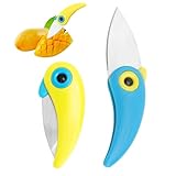 JYYWTSI 2PCS Multifuncional Pelador Cortador Portátil, Pájaro de Bolsillo Plegable del Cuchillo Cortador Pequeño Cuchillo Plegable con Hoja Afilada de 5 cm, Cuchillo de Fruta con Forma de Loro