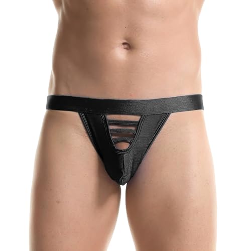 SoptoToxodo Men's Sexy Underwear Hollow Jockstraps Breathable G-String Thong Backless Brief for Cool Guy