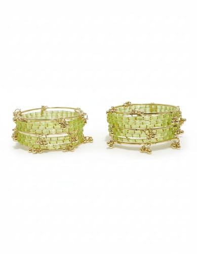 Image of NEW SURYA ENTRPRISES Kashmiri Ghangharoo Glass Bangle Set for Women|Light Weight Bangles|Traditional Transparent Fancy Glass Chudi Set Of 16(12 Glass + 4 ghungroo bangles)