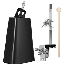 Practical Percussion CowbellThe package includes 1pc 6" cowbell, 1pc mounting bracket, and 1pc 8.2" wooden drumstick, making it perfect for drumset. Precision welded with a smooth surface, the cowbell can produce a big sound with just a gentle tap, e...