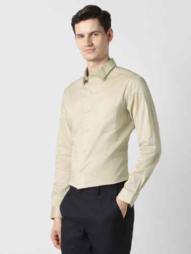 Image of Peter England Men's Cotton Slim Fit Ditsy Printed Full Sleeve Shirt