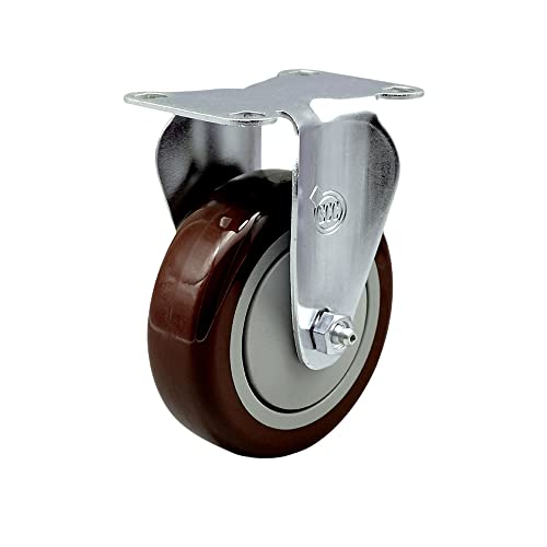 Polyurethane Top Plate Rigid Caster with 4 Inch Maroon Wheel - 350 lbs. Capacity Per Caster - Service Caster Brand
