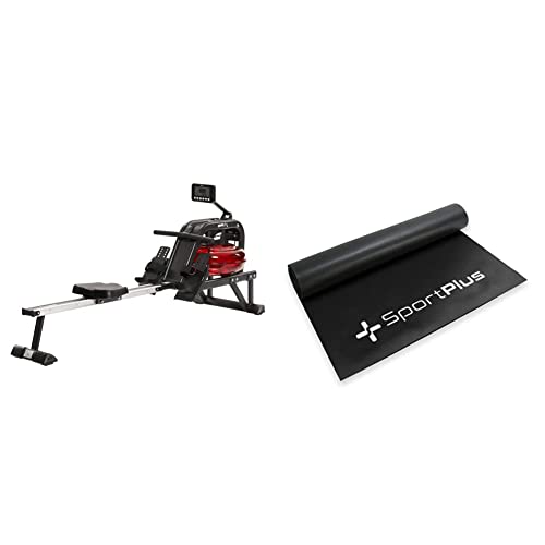 SportPlus Wasserrudergerät für zuhause & Bodenschutzmatte für Laufbänder, Rudergeräte,...