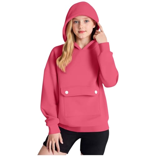 Girls Pullover Sweatshirts Fleece Lined Cute Hoodies with Pockets Long Sleeve Casual Fall Hooded Tops Tween Clothes2