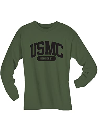 USMC Semper Fi Marines Long Sleeve Tee in Military Green