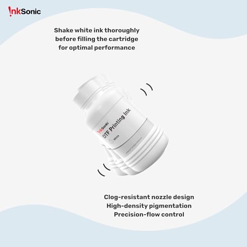 Image of InkSonic 1500ML DTF Ink, Premium DTF Transfer Ink for PET Film, Refill, Compatible for DTF Printer L1800, R1390, L805, L800, DX7, XP600, I1600, ET-8550, XP15000, Direct to Film (250ml x 6, CMYKWW)