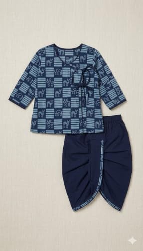 Ensemble Dhoti Kurta indien en coton imprimé pour bébé garçon ATUN - 3