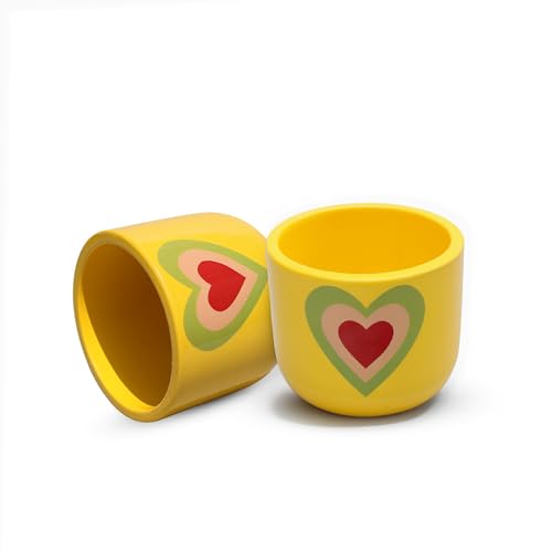 Image of Urban Plant Heart Bloom Handcrafted Terracotta Planter | Colourful Indoor Clay Pot for Living Room | Artisan Decorative Flower Pot for Plant Lovers | Drainage Hole | 4.5 Inch