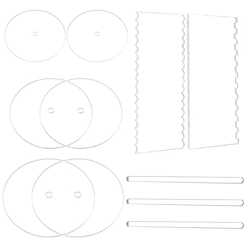HYDDNice Round Acrylic Cake Discs Set Cake Edge Smoother Cream Scraper with Center Hole for Bake Goods