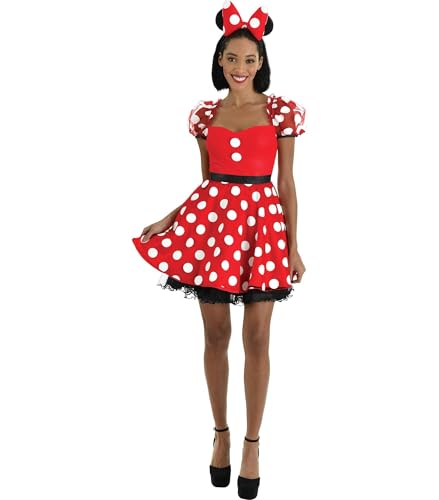 Party City Minnie Mouse Costume for Women - Disney Costume Includes Dress, & Minnie Ear Headband - Costumes for Halloween, Birthday Parties & Themed Events