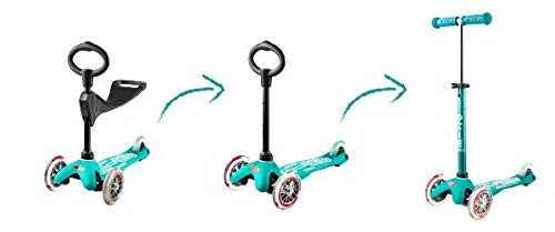 Mini 3in1 Deluxe 3-Stage Ride-on Micro Scooter Toddler Toys for Ages 12 Months to 5 Years - Aqua