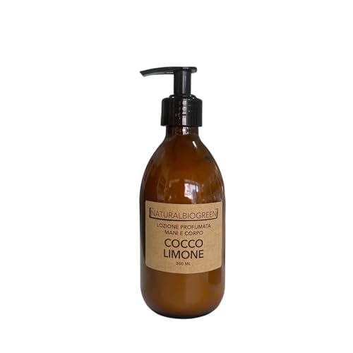 Naturalbiogreen Crema perfumada para manos y cuerpo de coco y limón vegano, 300 ml