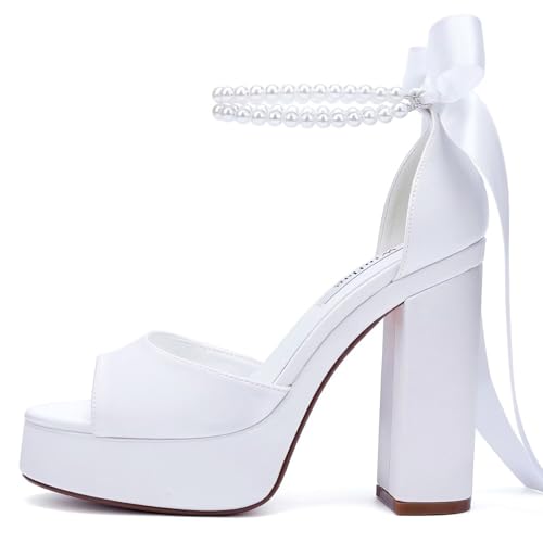 High Heel Platform Bridal Shoes Pearl Heels Wedding Shoes for Bride Platform Heeled Wedding Sandals3