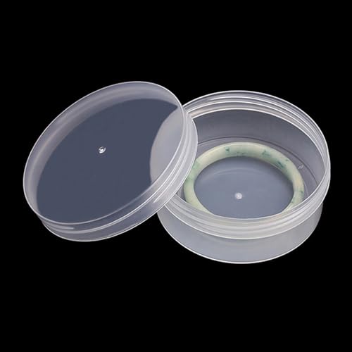 Image of 6 Pcs 7.44 oz Clear Plastic Round Storage Jars (3.86 x H1.61 inch) with Lid for Small Items, Like Jewelry, Earrings, Necklace, Rings, Cosmetics, Threads, Beads, Crafts, etc.