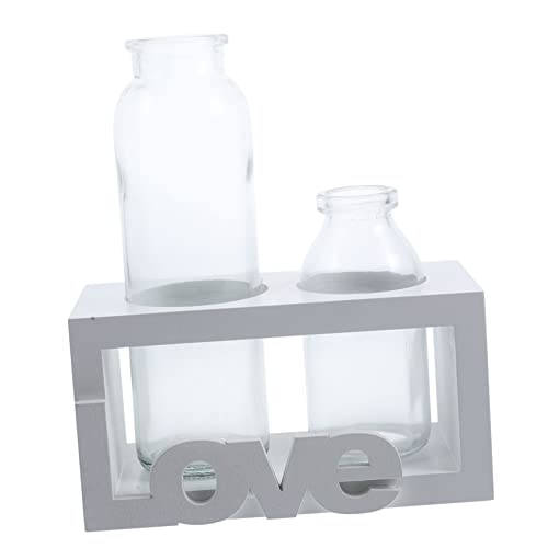 BESTonZON 1 Ensemble Vase pothos Ornement hydroponique de jardinière à la Maison jardinière en Verre de Table jardinières en Verre hydroponiques de Bureau Vase à Fleurs Bois Blanche