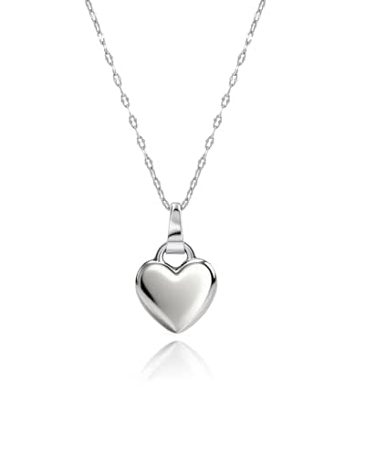 Desnuage Dainty Silver Heart Pendant Necklace for Women Trendy Simple Chrome Hearts Necklace Gifts for Girlfriend